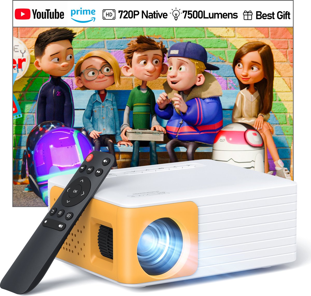 Yoton Y9 Beamer 4K - Native 1080P - 400 ANSI Lumen - Ingebouwde  Netflix/Prime