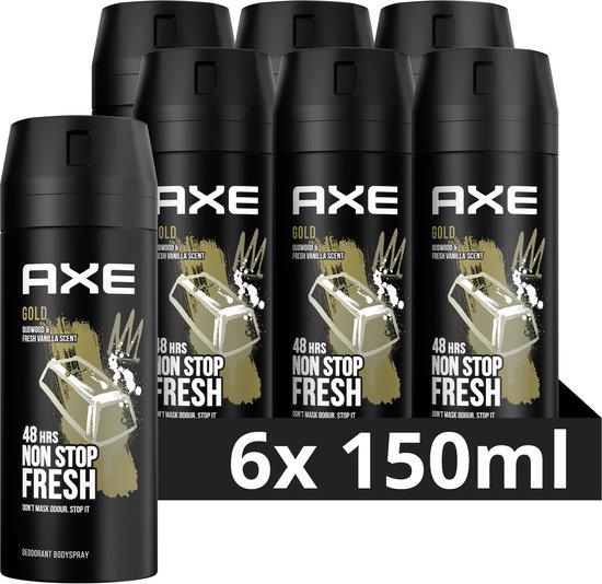 donor Malaise Roestig Axe Gold Bodyspray Deodorant - 6 x 150 ml - Voordeelverpakking | bol.com