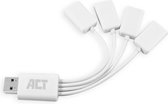 ACT AC6210 Hub USB 2.0 | 4x USB-A | Flexible | Blanc | 8 cm