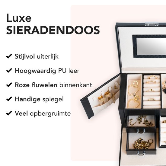 Ik denk dat ik ziek ben Harden Maak avondeten Infinity Goods Sieradendoos met Spiegel - Juwelendoos - Luxe Sieradenbox -  Kistje -... | bol.com