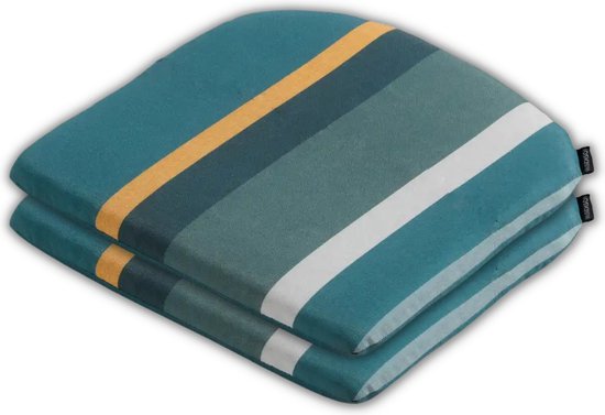Madison - Coussin de siège - Universel - 2 pcs. - 46x48 cm - Stripe Green - Chaise empilable - Vert