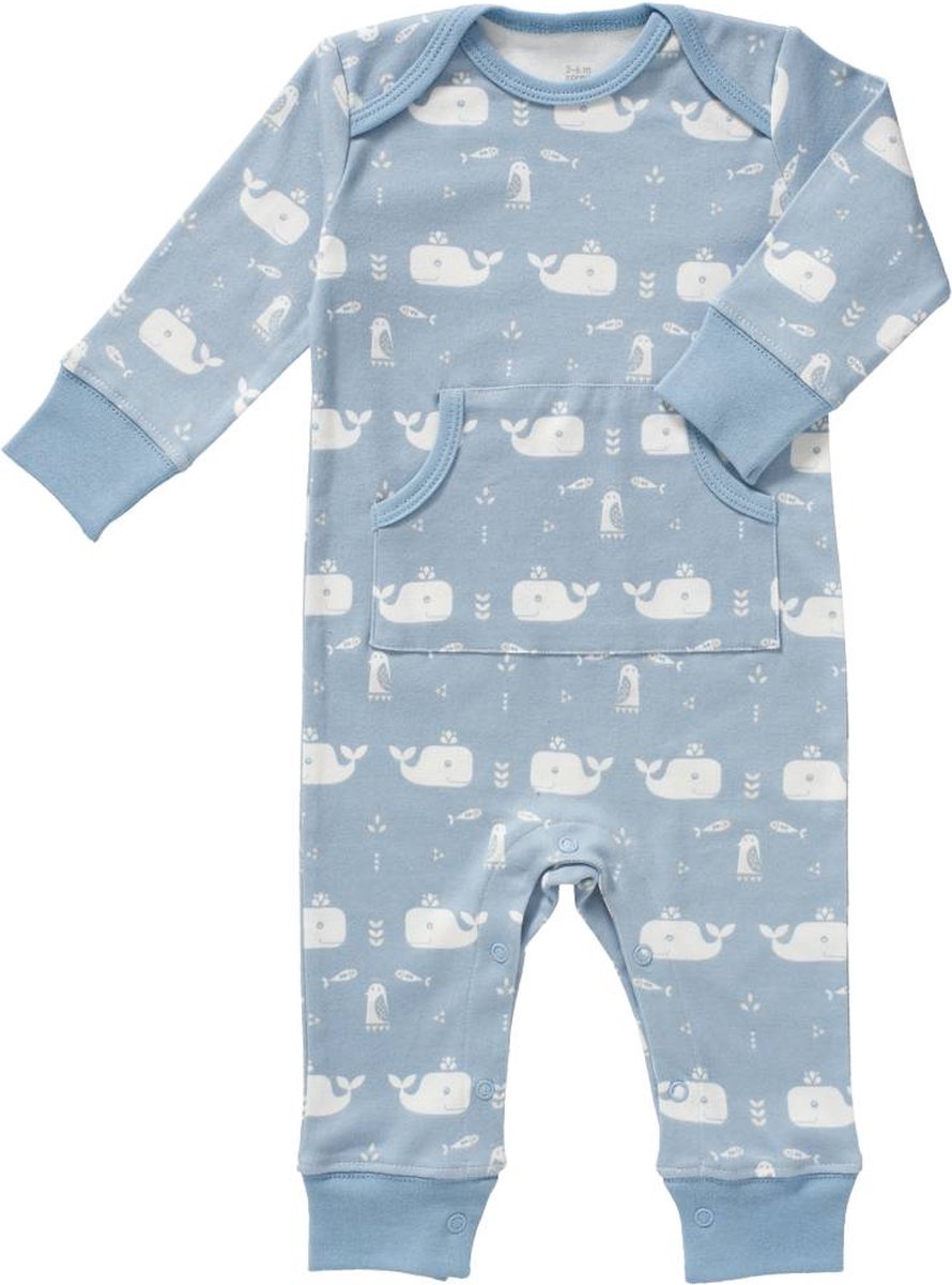 Fresk - Pyjama Zonder Voet - Babypyjama's - Whale Blue Fog 3-6  maanden