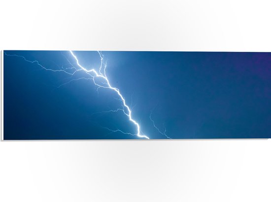 PVC Schuimplaat - Blauwe Bliksemschicht - 60x20 cm Foto op PVC Schuimplaat (Met Ophangsysteem)
