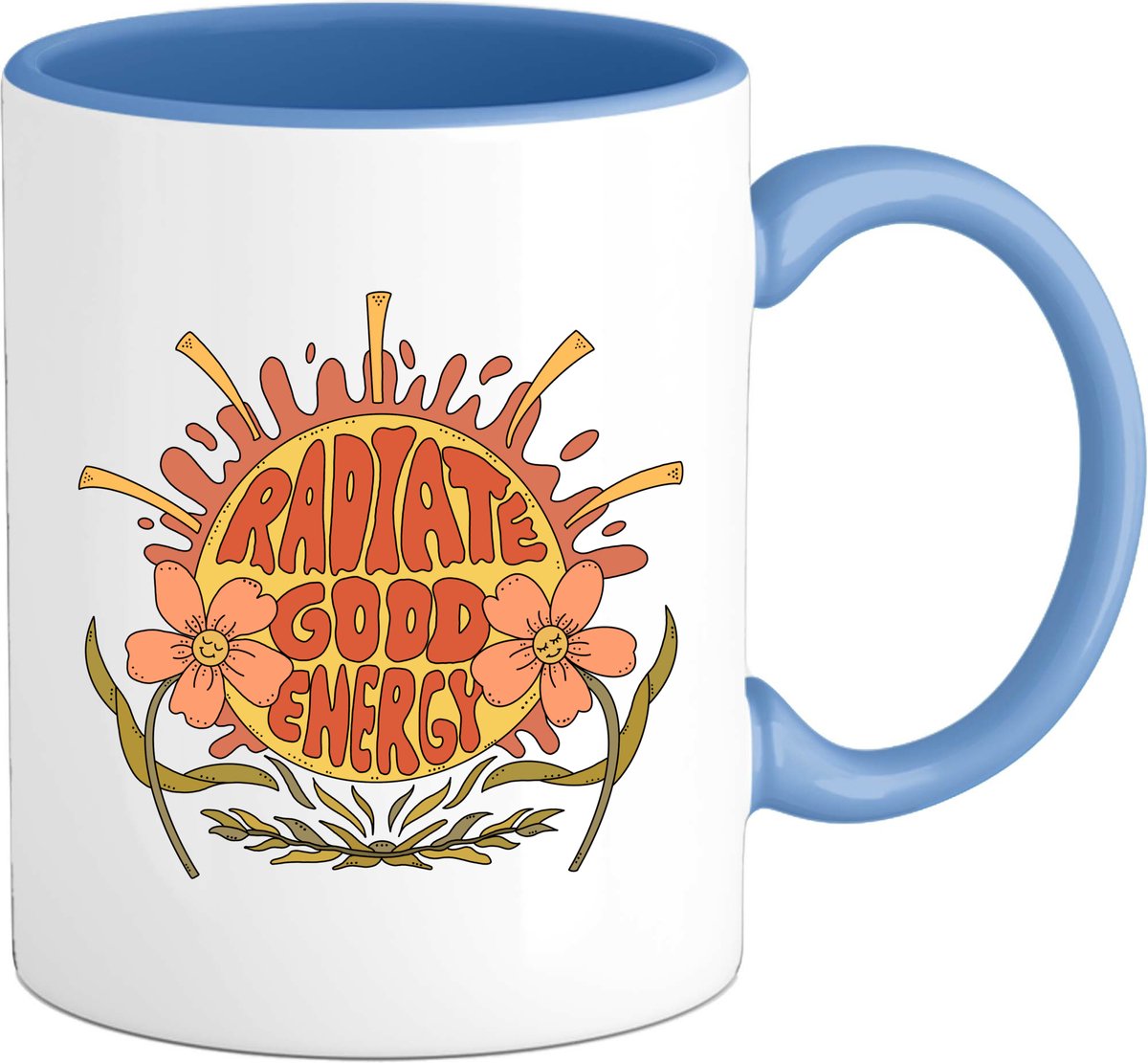 Flower Power - Radiate Good Energy - Vintage aesthetic - Mok - Slate Blue