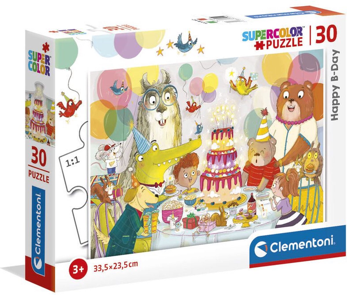 Clementoni - Happy B-Day - Kinderpuzzel - 33.5 x 23.5 cm - 30 Stukjes - Vanaf 3 jaar