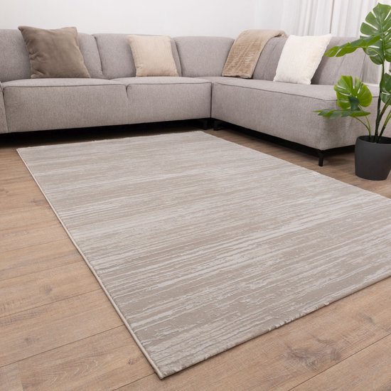 Laagpolig vloerkleed, Unicolor - Monochroom, Vloerkleed Creme, 280 x