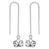 Zilveren oorbellen | Chain oorbellen | Zilveren chain oorbellen met lotusbloem