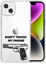 Cover Case Geschikt voor iPhone 14 Telefoonhoesje met doorzichtige rand Pistol Don't Touch My Phone