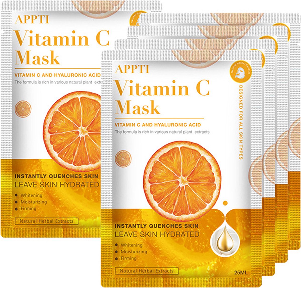 APPTI - Gezichtsmasker met Vitamine C – 20 stuks