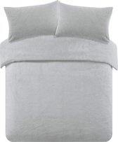 Decoware® Teddy fleece dekbedovertrek - Grijs - 240x220 + 2st 60x70 cm