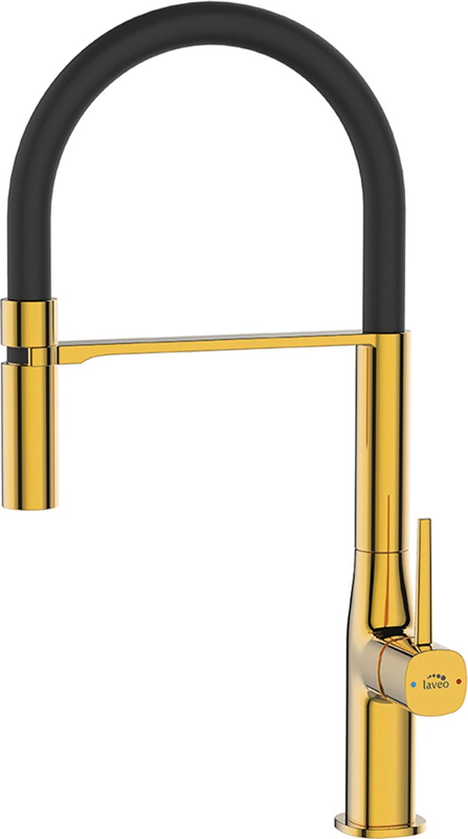 Pola - keukenkraan met U-vormige uitloop, zwart-goud