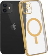 ShieldCase geschikt voor Apple iPhone 12 / 12 Pro hoesje transparant Magneet metal coating - goud