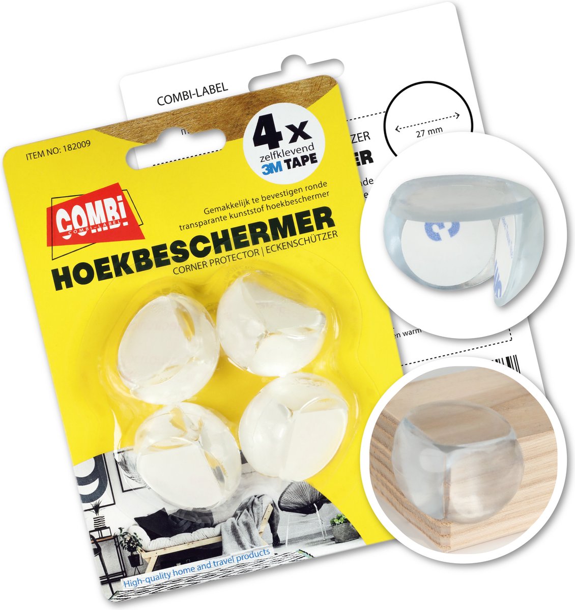 Image of 3M Zelfklevende hoekbeschermer rond 4 stuks - Combi-Label hoekbeschermer rond transparant - Kinderbeveiliging - Kind – Baby