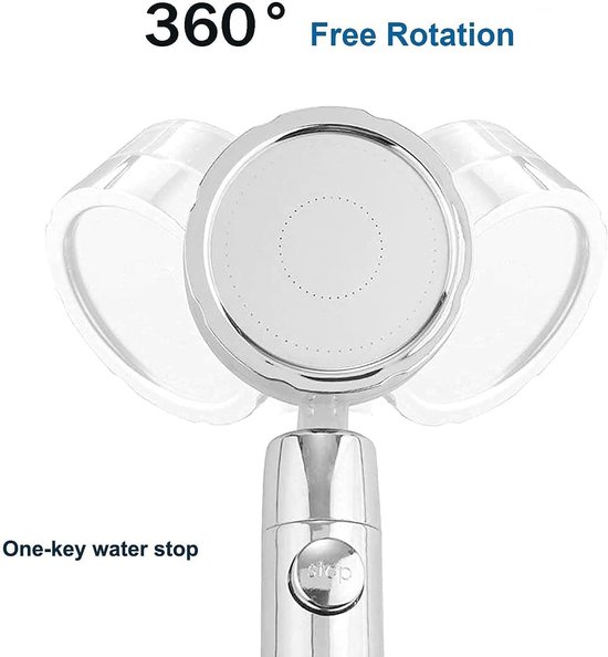 SHUXAG® Douchekop, handdouche, 360 graden, roterende hogedruk