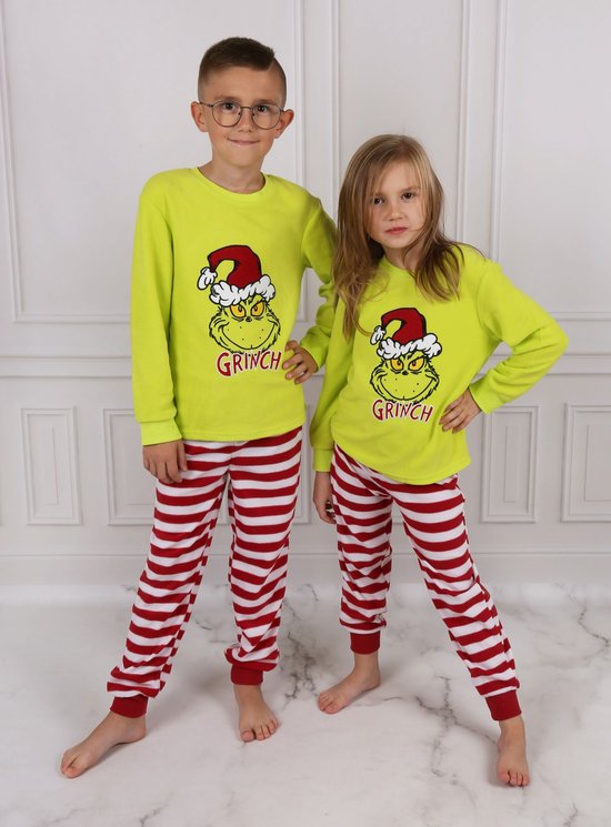 The Grinch - Pyjama de Noël unisexe rouge-vert pour Enfants, polaire  chaude, pyjamas