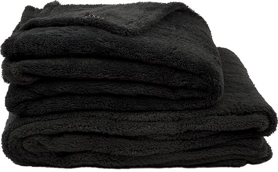 Fleece deken - Groot fleece plaid - Teddy - 140 x 180cm - Wellsoft - Zwart - GAEVE