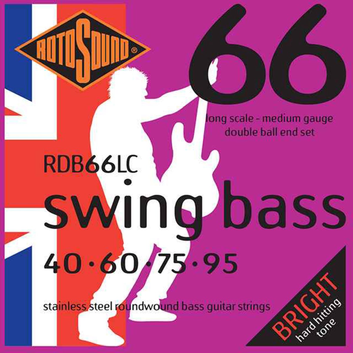 Rotosound RDB66LC Swing Bass 66 Snarenset Basgitaar Stainless Steel Double Ball End Long Scale (040-095)