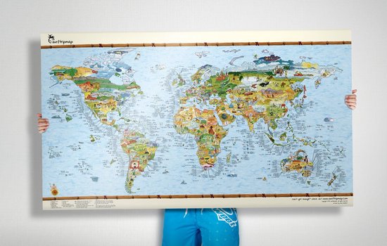 Surftrip Map by Awesome Maps - Carte du monde illustrée pour les surfeurs - réinscriptible - 97,5 x 56 cm