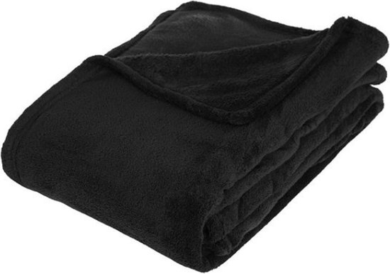 Plaid zwart 130x180 cm - Fleece deken - Fleecedeken - Fleeceplaid