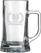 Gegraveerde Bierpul 50cl Gefeliciteerd 50 jaar getrouwd