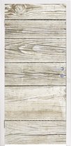 Deursticker Een lichte houten muur als achtergrond - 90x235 cm - Deurposter