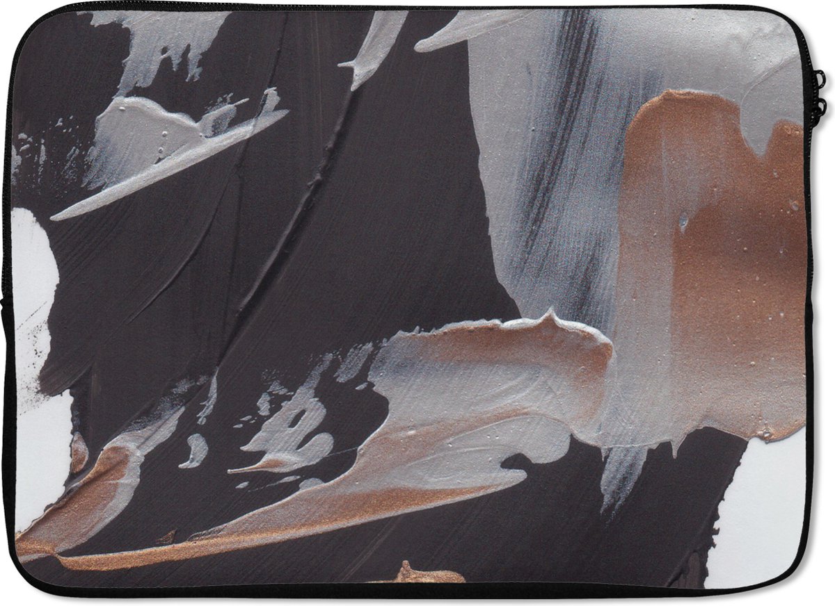 Laptophoes - Verf - Luxe - Design - Abstract - Goud - Laptop - Laptop case - Laptop sleeve - 14 Inch