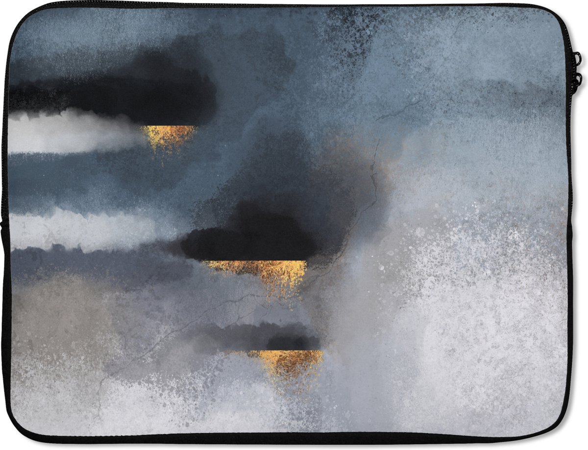 Laptophoes - Wolken - Abstract - Goud - Laptop - Laptop case - 17 Inch