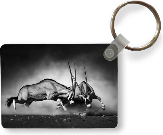 Sleutelhanger - Antilope - Zwart wit - Portret - Wilde dieren - Dieren - Uitdeelcadeautjes - Plastic