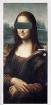 Deursticker Mona Lisa - Leonardo da Vinci - Blauw - 95x215 cm - Deurposter
