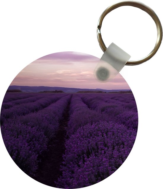 Sleutelhanger - Lavendel - Paars - Bloemen - Natuur - Plastic - Rond - Uitdeelcadeautjes
