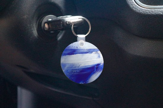 Porte-clés - Peinture - Design - Blauw - Plastique - Rond - Cadeaux à distribuer