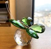 verre cristal mini papillon vert 5x5x4cm fait main, véritable artisanat.