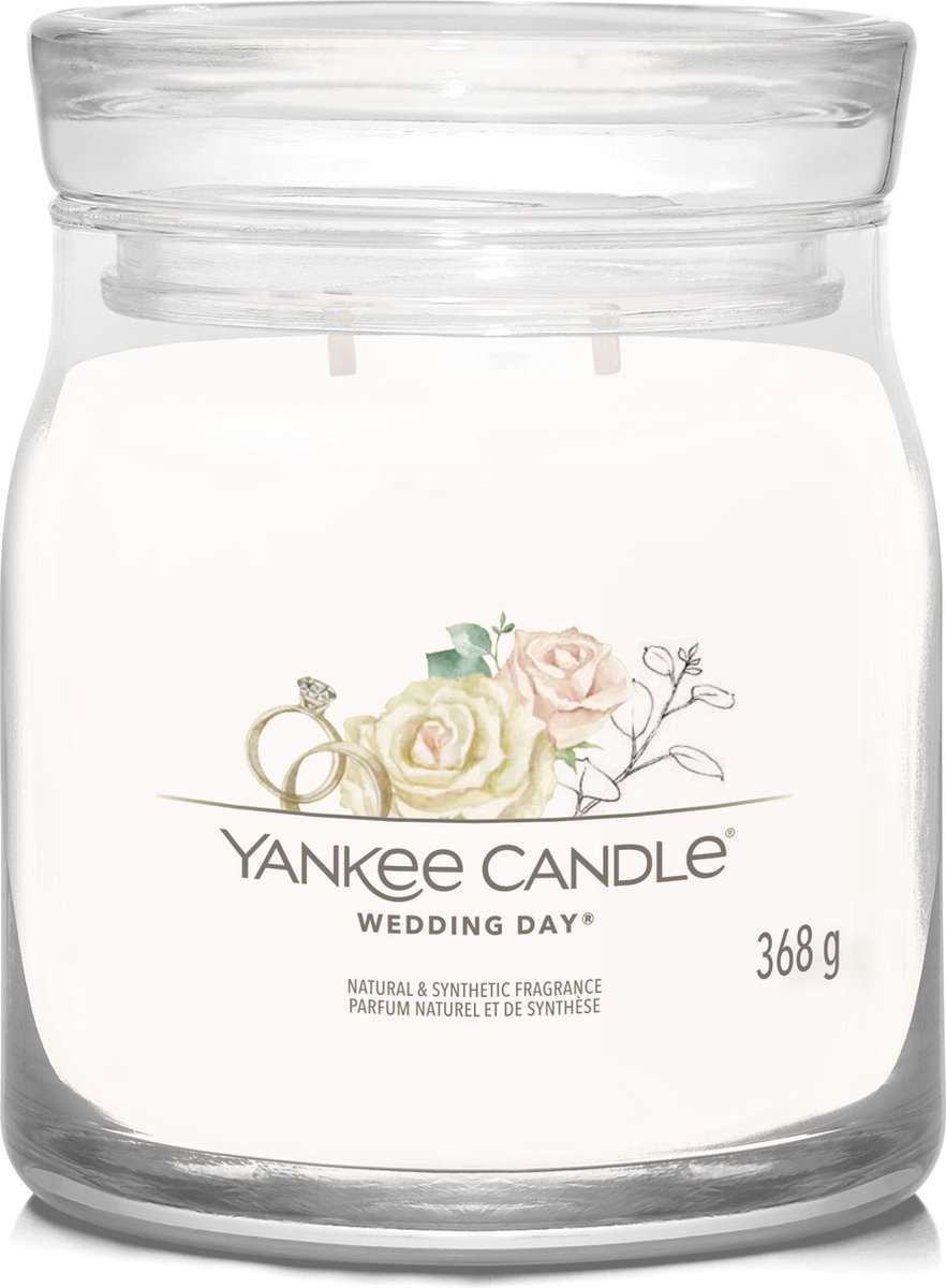 Yankee Candle Wedding Day Medium Geurkaars - 50 branduren - 2 lonten Wit