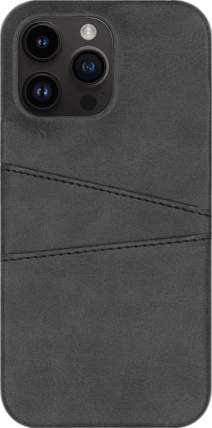 BMAX Leren hardcase hoesje geschikt voor iPhone 14 Pro Max met pashouder - Telefoonaccessoires - Telefoonhoesjes - Telefonie & Accessoires - Hardcase - Hard cover - Telefoonhoesje - Beschermhoesje - Telefoonbescherming - Zwart