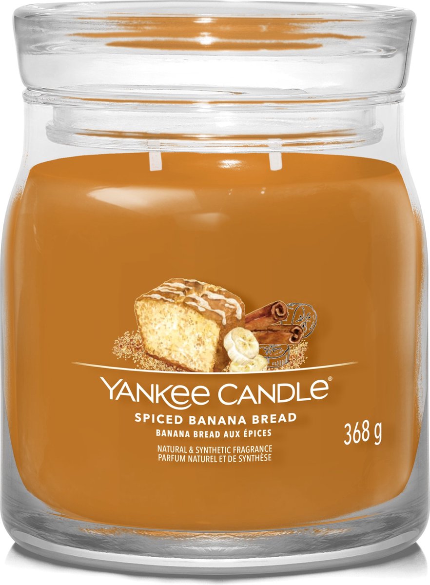 Yankee Candle Spiced Banana Bread Medium Geurkaars - 50 branduren - 2 lonten Bruin