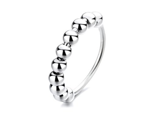 Anxiety Ring (Angst)  - Stress Ring - Fidget Ring - Anxiety Ring - Silver Draaibare Ring Dames - Spinning Ring - Spinner Ring - Maat 16,5 ( 16,95 mm)