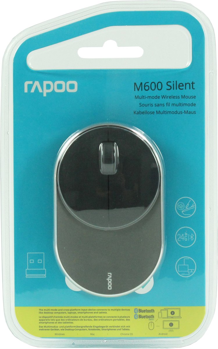Rapoo M600 - Muis - Draadloos - Medium - Zwart