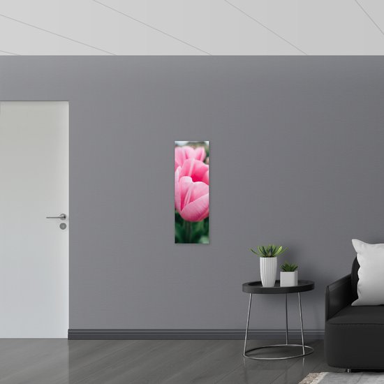 WallClassics - Dibond - Gros plan d'une Bloem rose - Photo sur aluminium 30x90 cm (Décoration murale en métal)