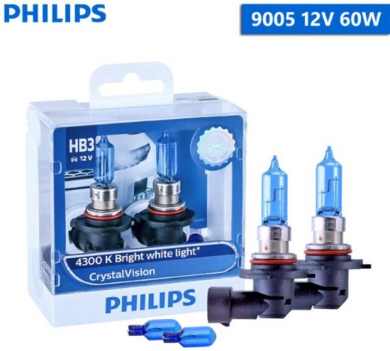 HB3 9005 55 Watt Philips Crystal Vision lampen 12V – Wit licht 4300K ...