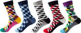 LIXIN Fashion Sokken - 5 Paar - Kleur 3 - Maat 35-45 - Kleurrijke sokken - Dames sokken - Heresokken - Casual katoenen sokken - Tieners - Vrouwen en Heren - Volwassenen - Unisex - Warme sokken - Bedsokken - Huissokken - Leuk Sokken