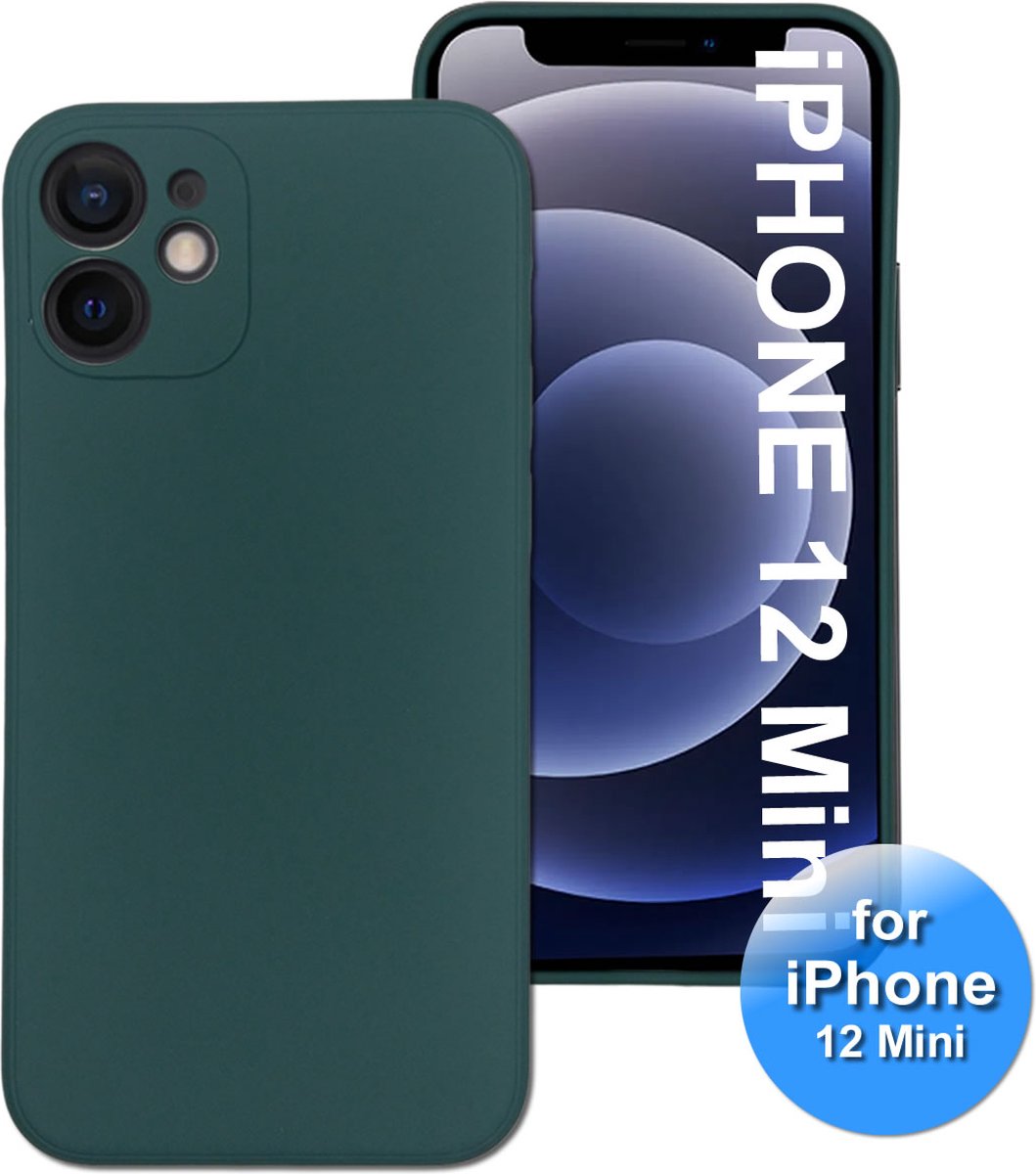 Hoesje geschikt voor iPhone 12 Mini - telefoonhoesje - Back Cover - Siliconen - Donker Groen
