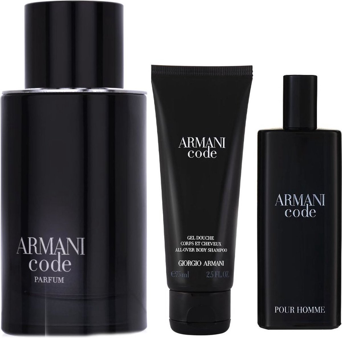 ARMANI ARMANI CODE LE PARFUM Parfum set mannen 3 stuks EDP 75 ml + EDP 15 ml + Douche Gel 75 ml