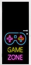 Deursticker Controller - Game - Neon - Zwart - Quotes - Game zone - 85x205 cm - Deurposter