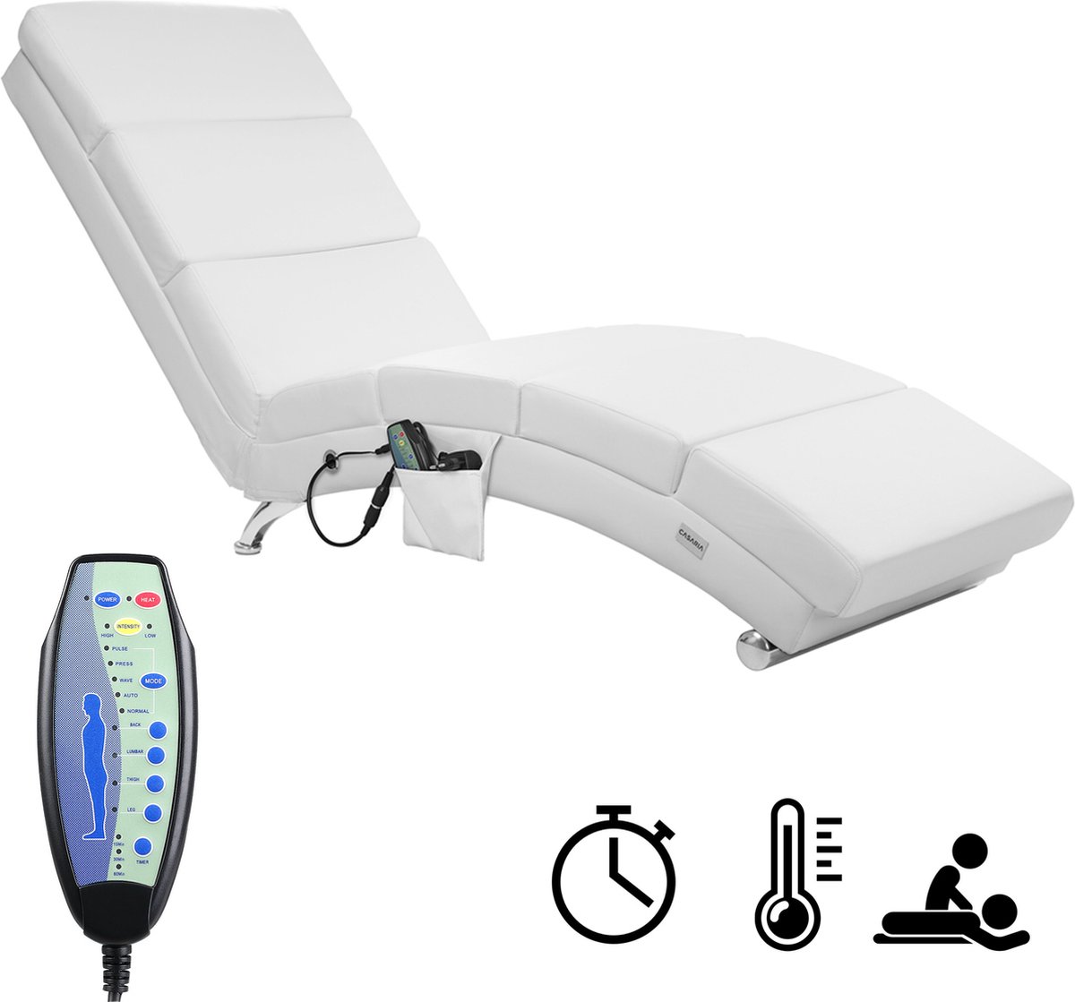 Afbeelding 2 van Casaria Relaxfauteuil Massage en Verwarming Wit