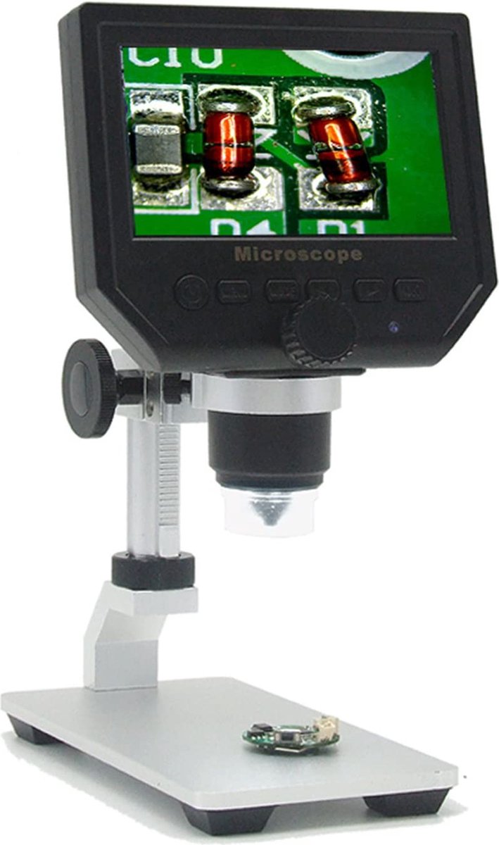 DrPhone DGM2 - Digitale Microscoop - 4.3 inch Scherm - 600X - 1080P met 3.6MP Camerasensor - 8 LED-lampjes - Metalen Standaard - Zwart