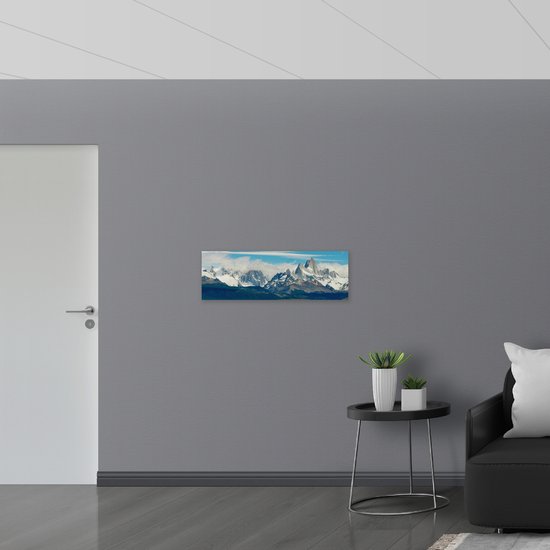WallClassics - Bois - Paysage de montagne au loin - 90x30 cm - 12 mm d'épaisseur - Photo sur bois (avec système d'accrochage)