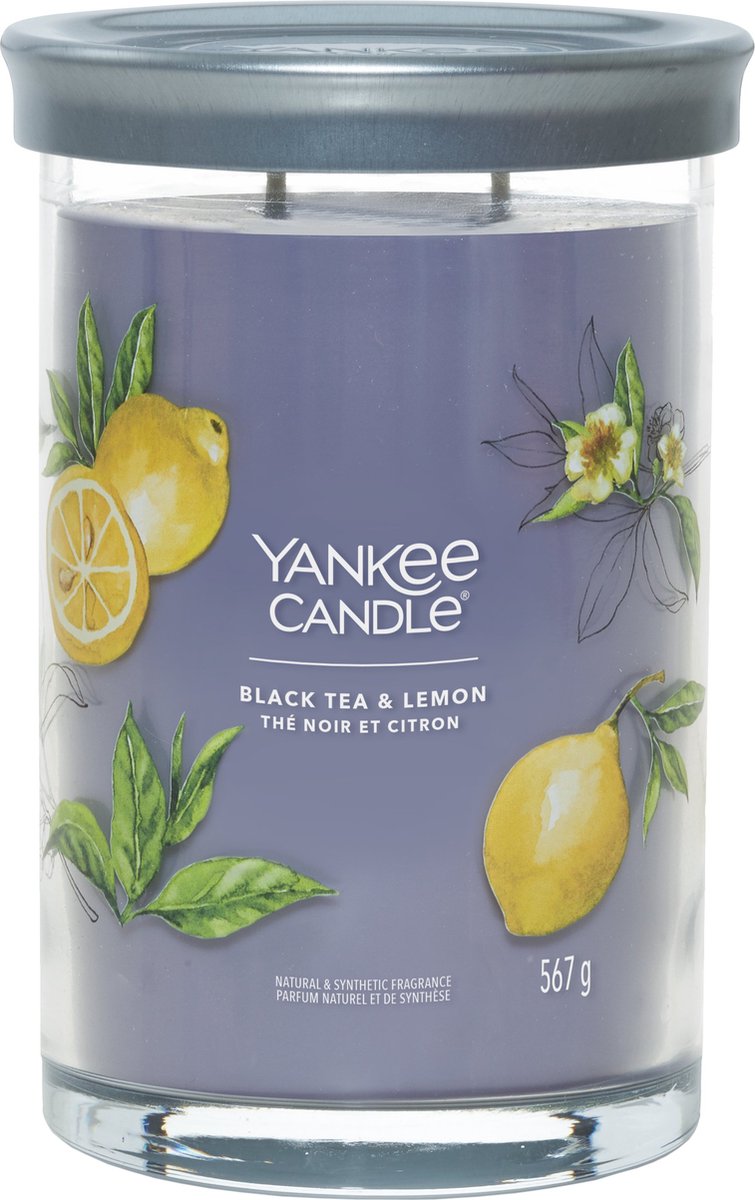 Yankee Candle Black Tea & Lemon Large Tumbler Geurkaars - 100 branduren - twee lonten Grijs