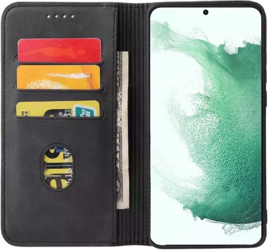Smartphonica Samsung Galaxy S22 étui en simili cuir avec fermeture magnétique et porte-cartes book case - noir / simili cuir / book case