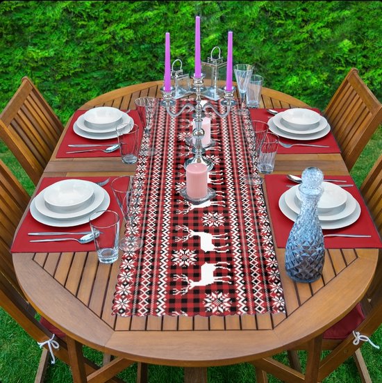 24 stks PVC Kerst Placemats en Coaster, Hittebestendige Plastic Set Rendier Wasbare Tafel Thuis