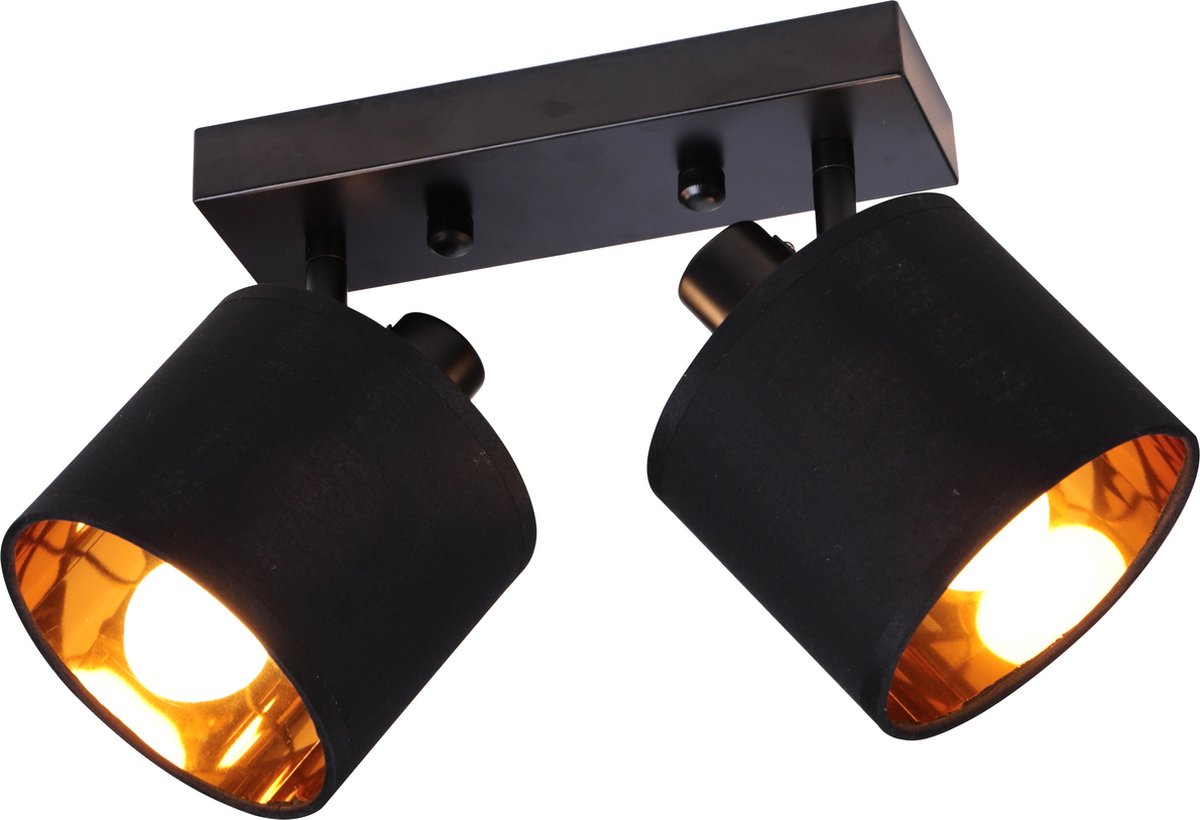 Lampen District - Binnen Wandlamp - Binnen spot - Zwart & Goud - Energie Zuinig - Warm licht - E14 LED Fitting